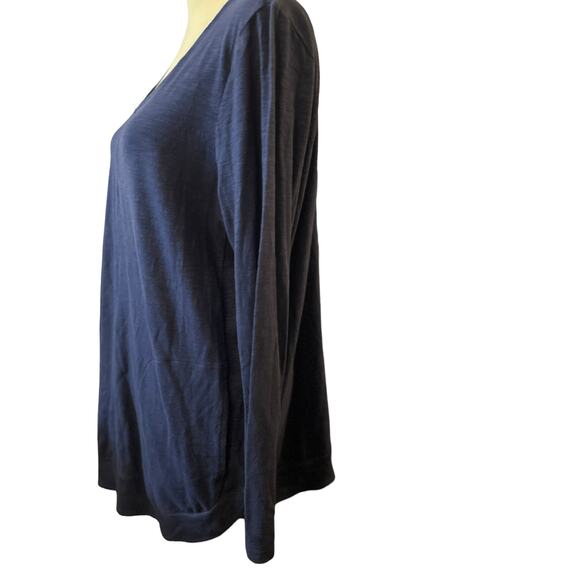 J.Jill Blue Stretch Cotton Blend Long Sleeve Top with Pockets, Size Medium - Picture 4 of 7